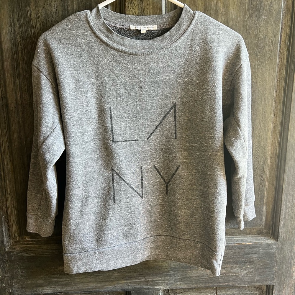Rebecca Minkoff Gray Crewneck Sweater with Geometric Design
